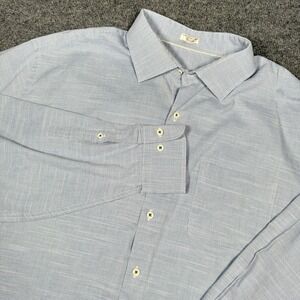 Peter Millar White Blue Check Button Down Dress Shirt 2XL XXL 100% Cotton